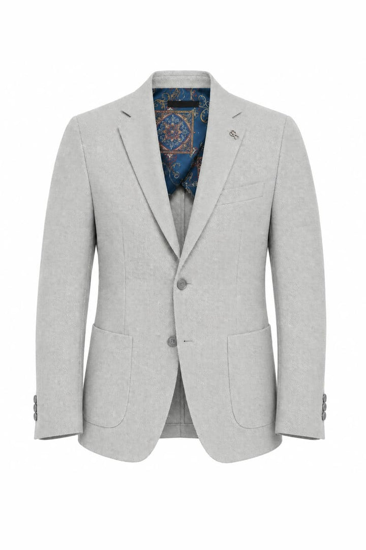 Front view of the Lief Horsens textured gray men&