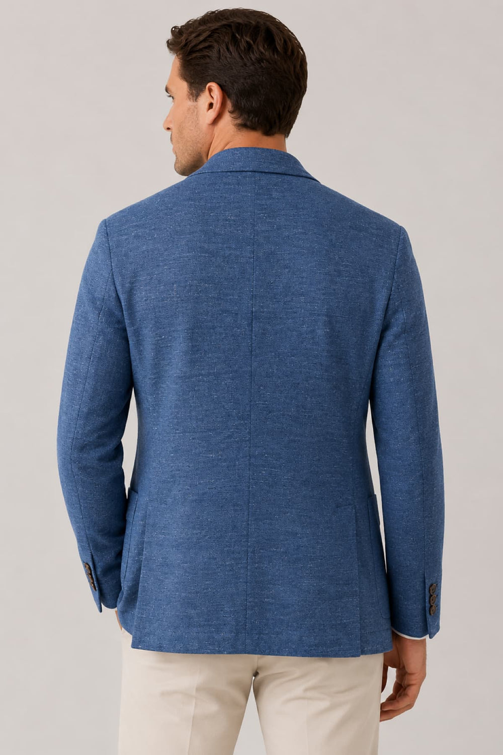 Side view of the Jack Victor textured linen-blend jacket for men in gray - Valérie Simon