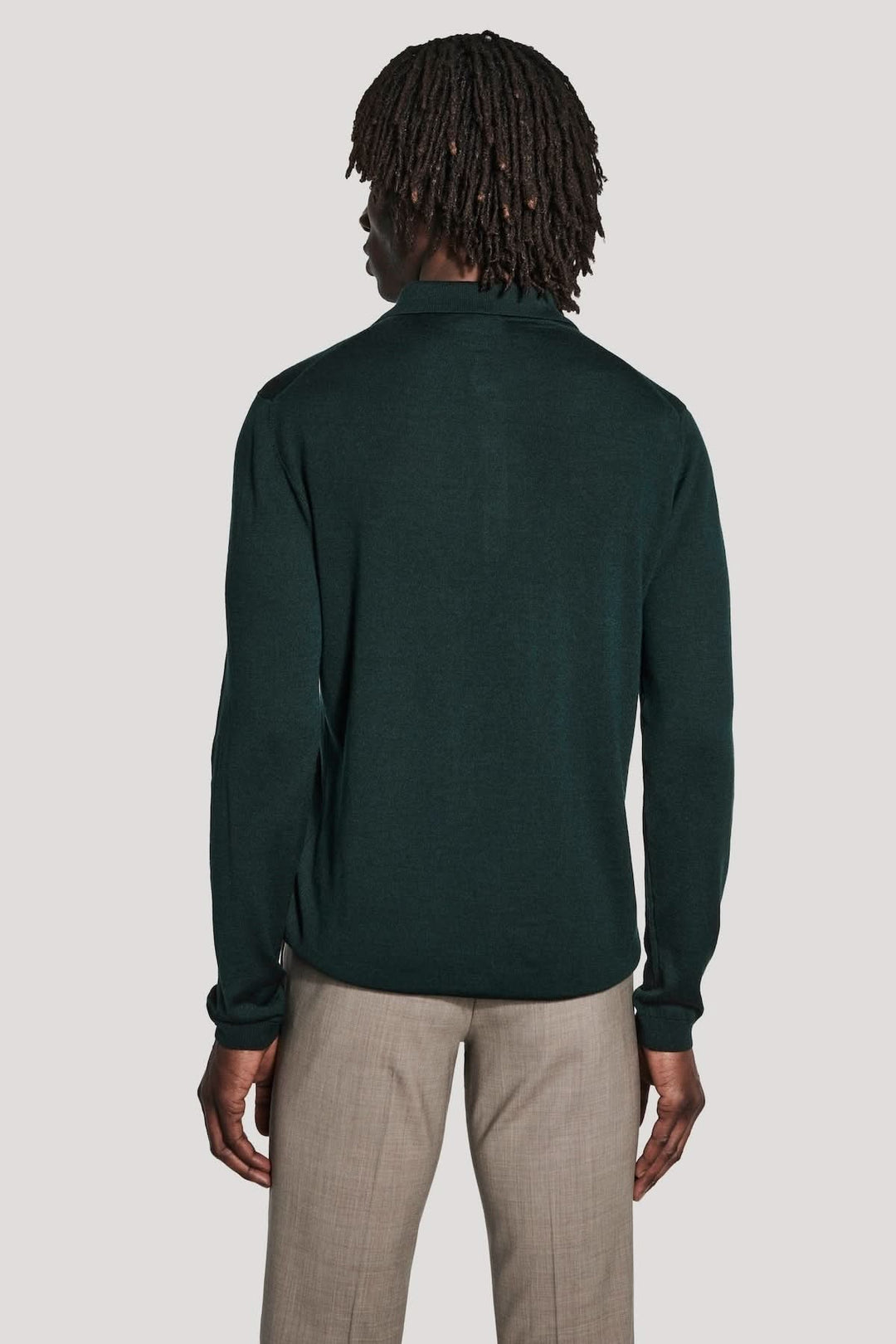 Long-sleeved polo shirt in merino wool and silk