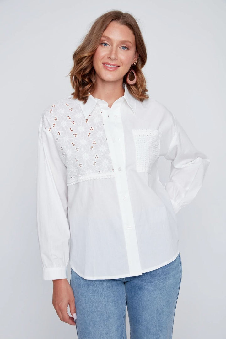 Chemise à broderie ajourée
