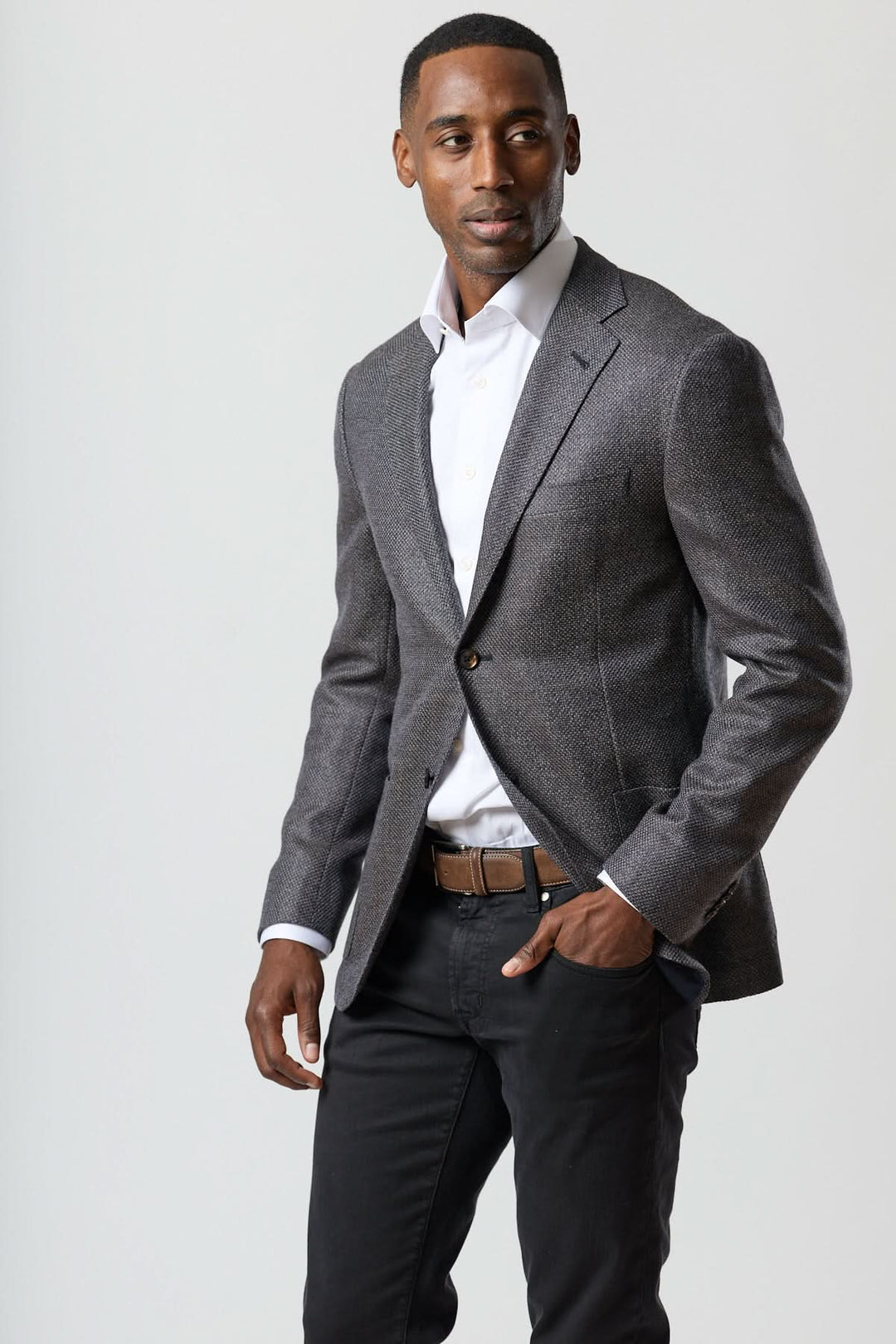 Wool blend blazer navy and charcoal