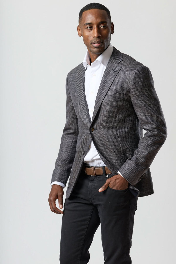 Wool blend blazer navy and charcoal