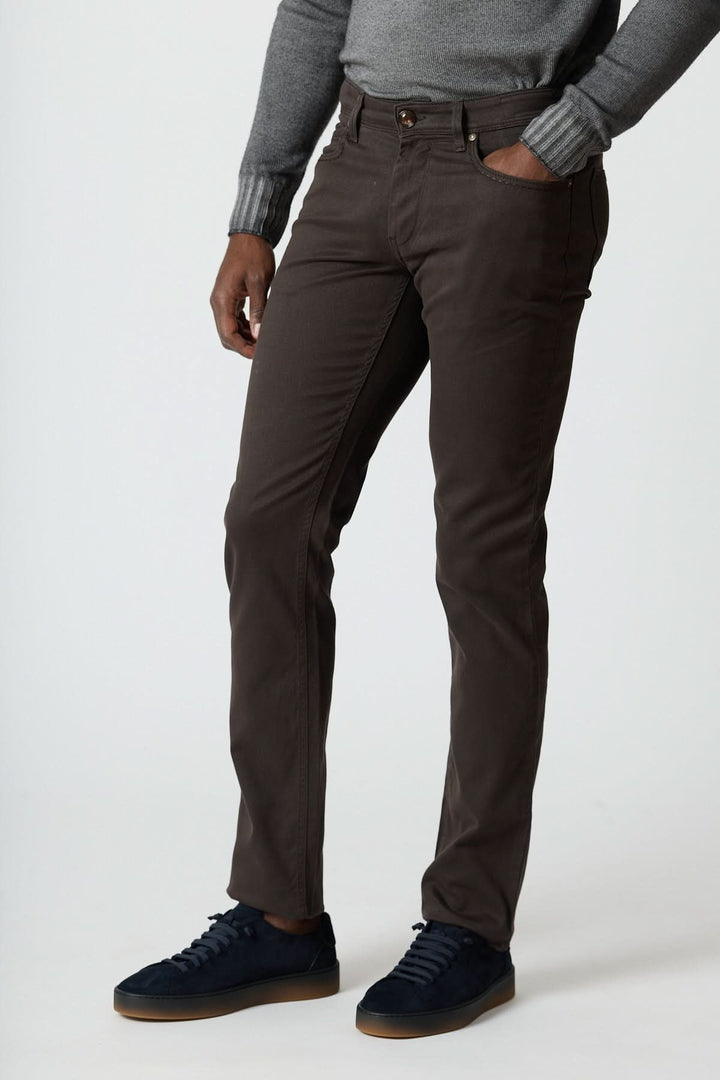 5-pocket pants in cotton-lyocell twill