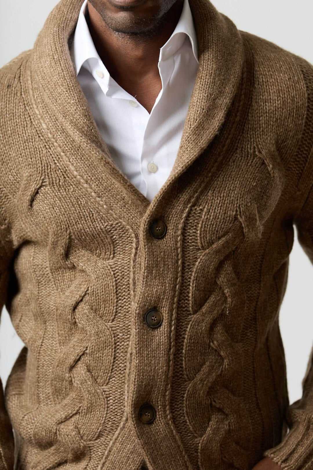 Twisted shawl collar cardigan