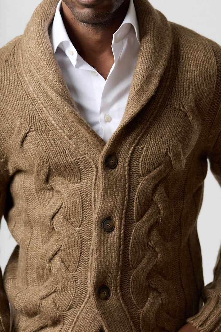 Twisted shawl collar cardigan