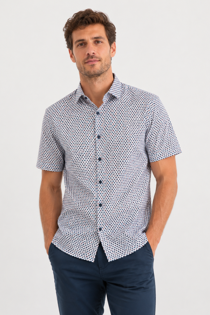 Short-sleeve shirt with a micro-print