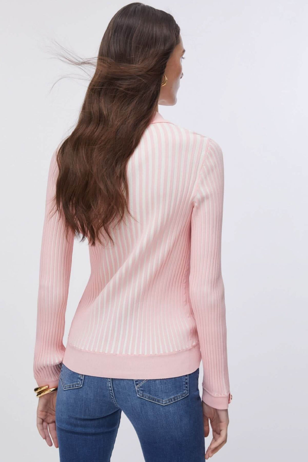 Half-zip ribbed knit polo shirt