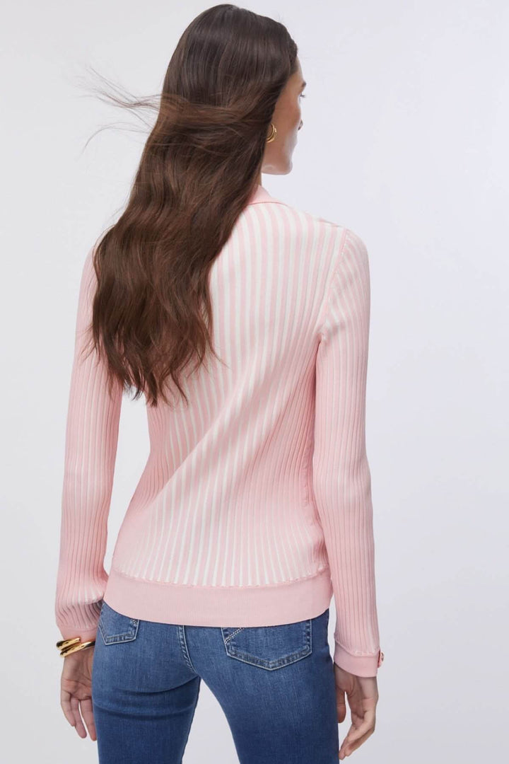 Half-zip ribbed knit polo shirt