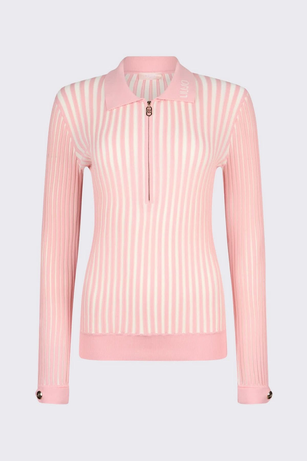 Half-zip ribbed knit polo shirt