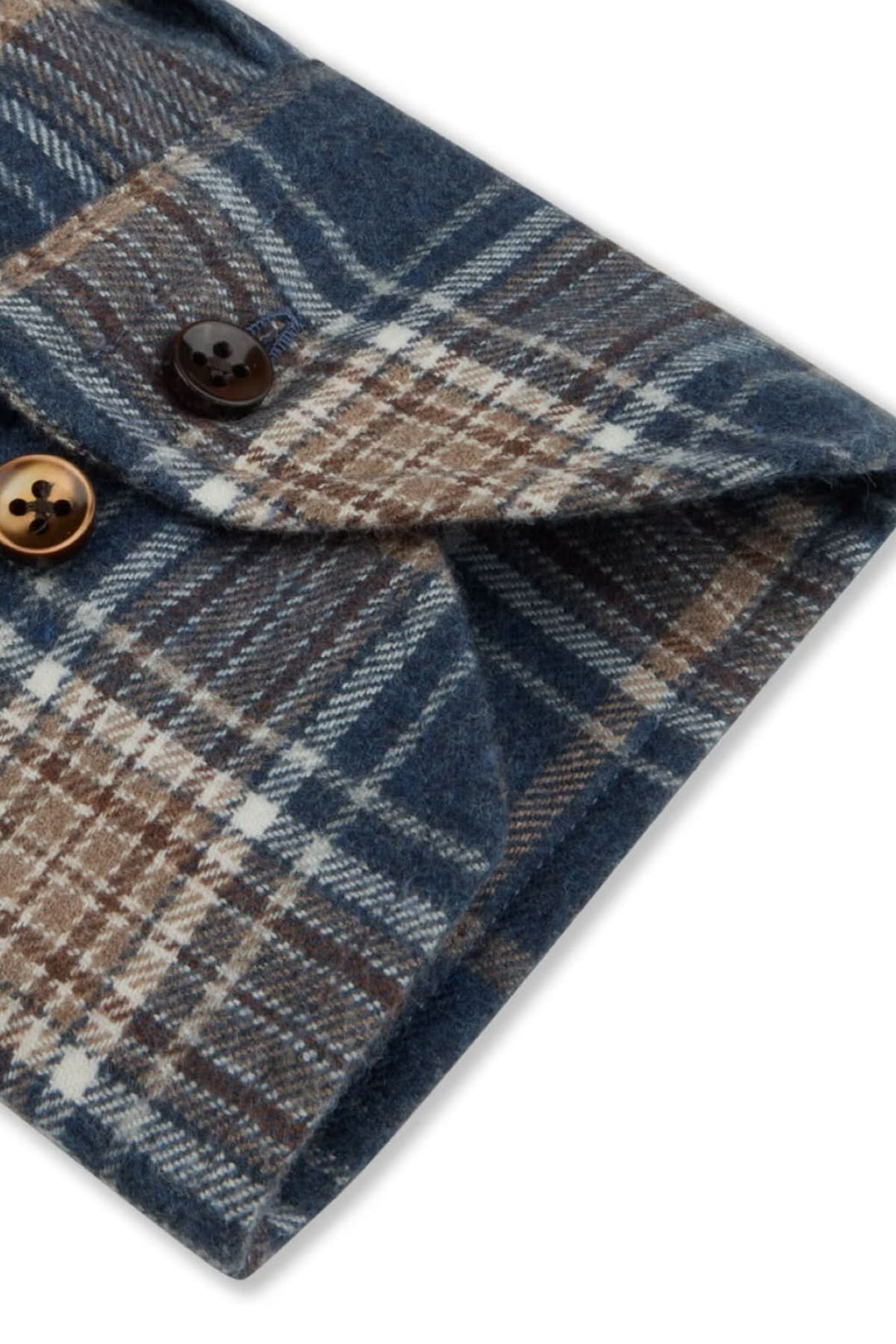 Poignet de chemise à carreaux en flanelle douce avec boutons en nacre.