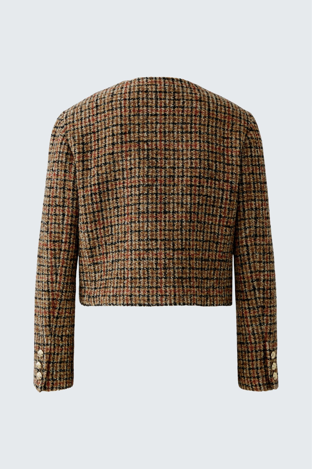 Short plaid jacket with gold buttons