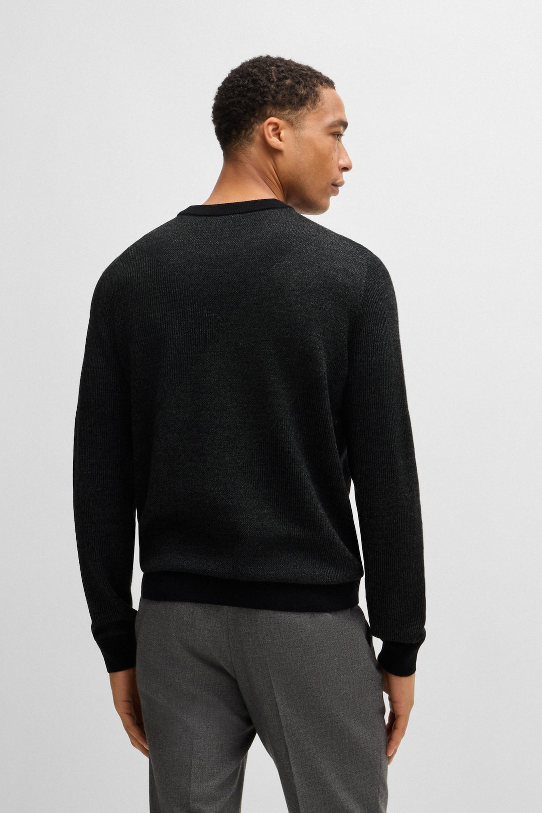 Wool sweater with jacquard pattern