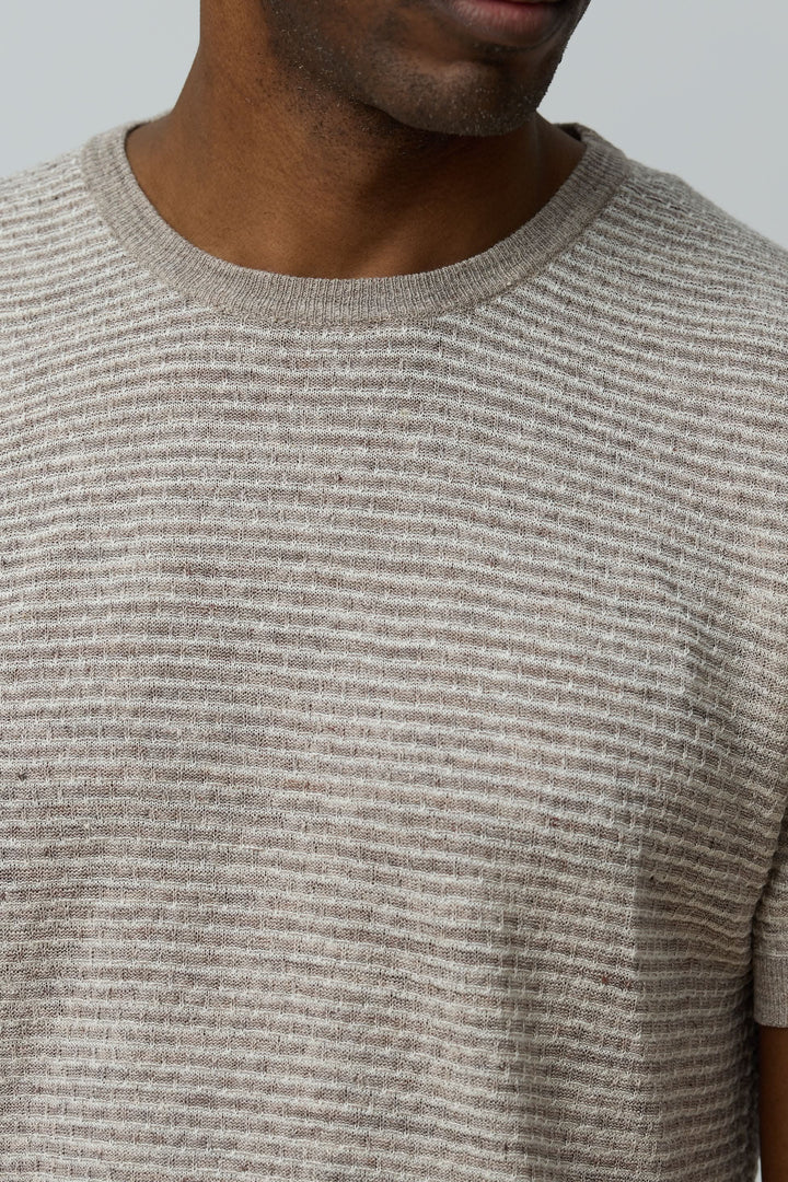 T-shirt texturé en lin et soie