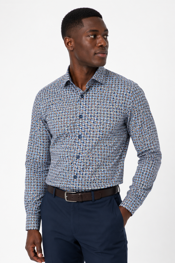 Chemise sport imprimée géométrique