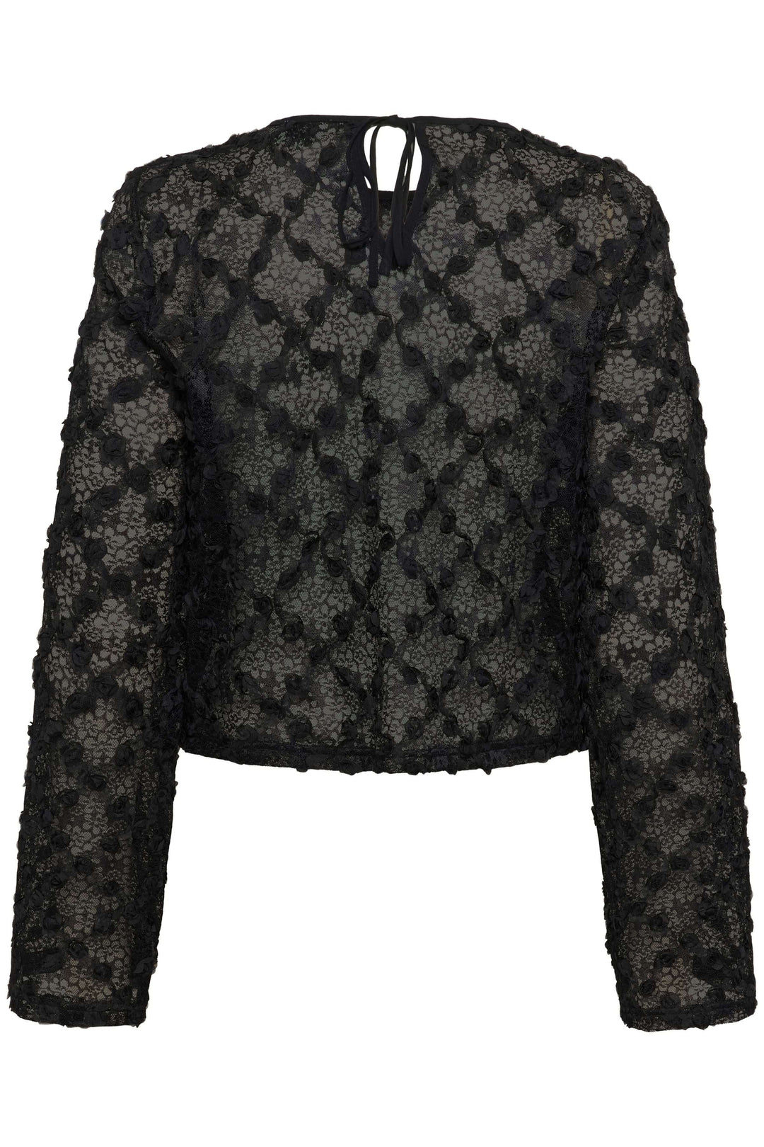 Blouse Rosie en dentelle florale à manches longues avec motifs floraux et coupe droite élégante. Idéale pour un look moderne et féminin.