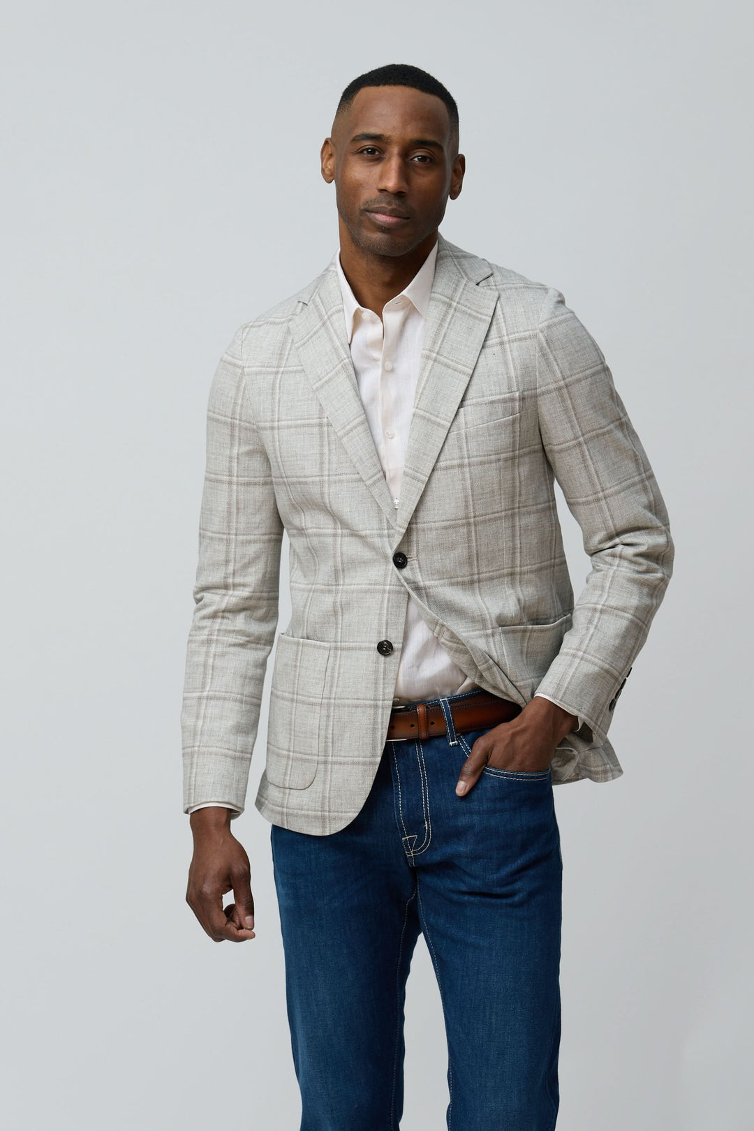 Veston à carreaux texturés