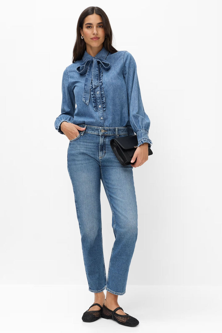 Chemise Victoria en denim à col lavallière