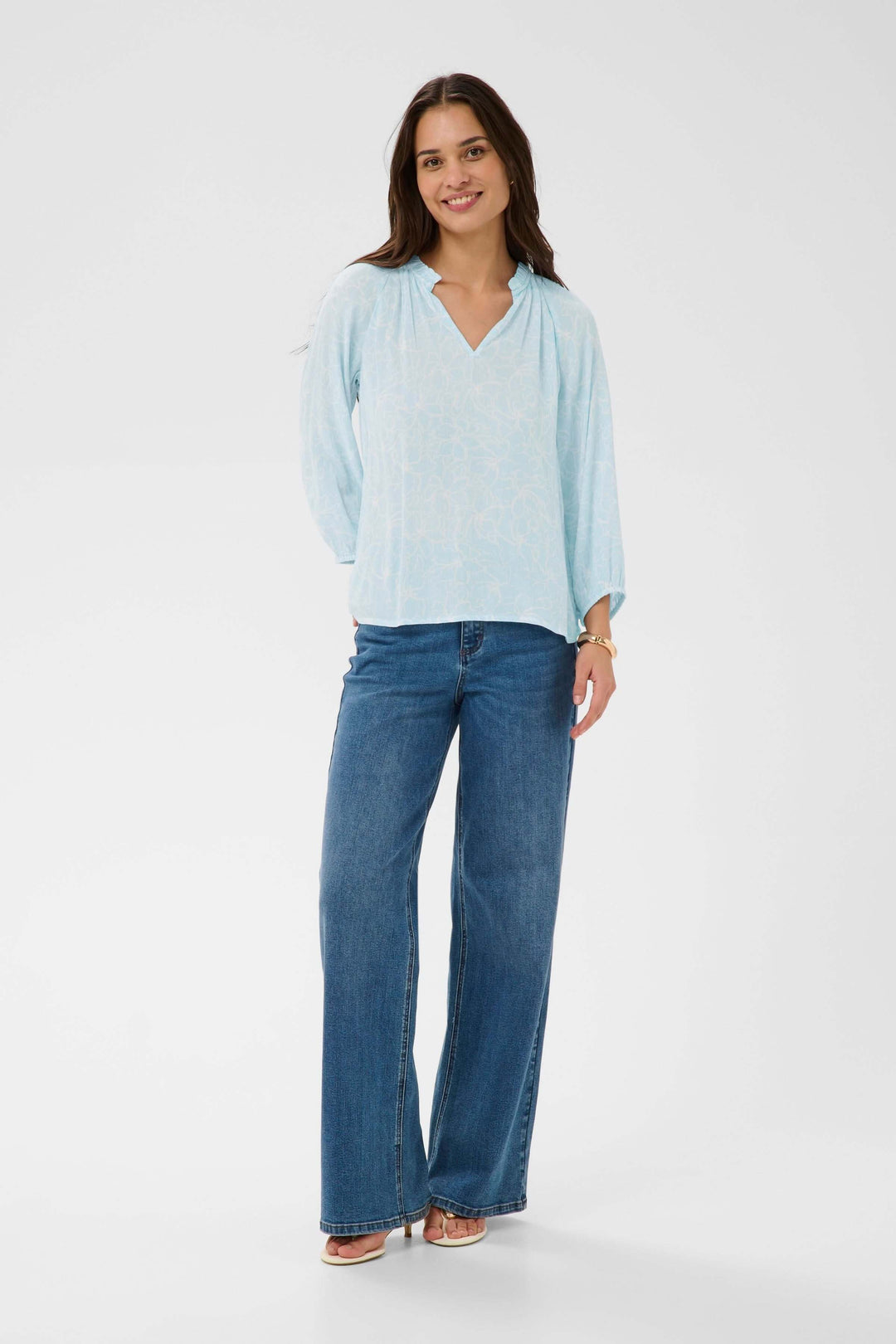 Blouse fluide à imprimé floral discret