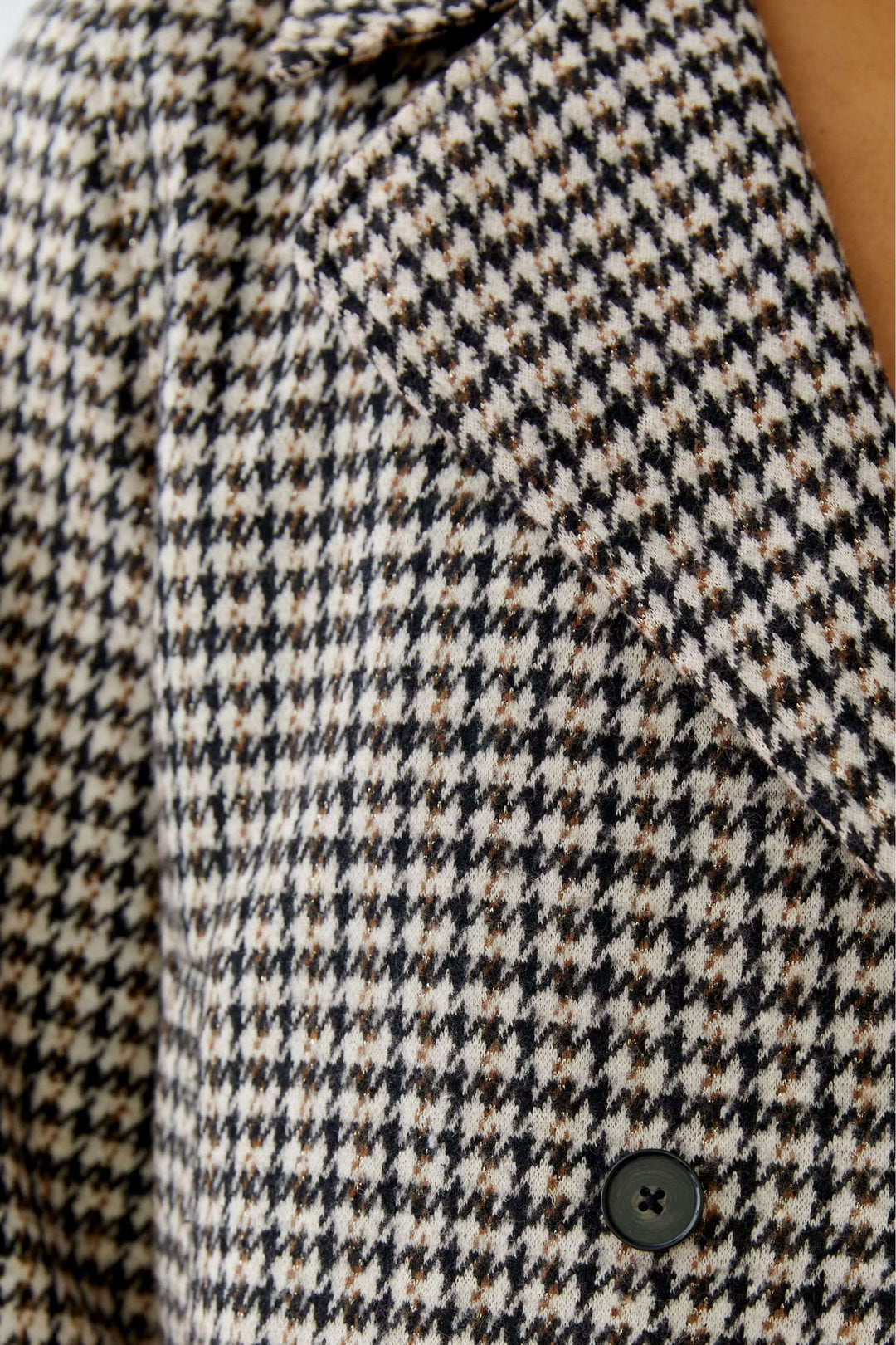Short double-breasted houndstooth jacket