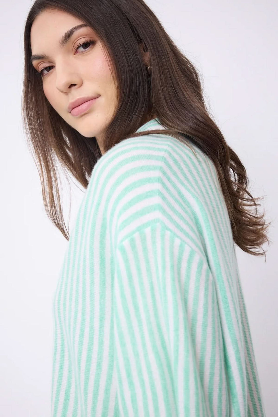Oversized striped cashmere shirt