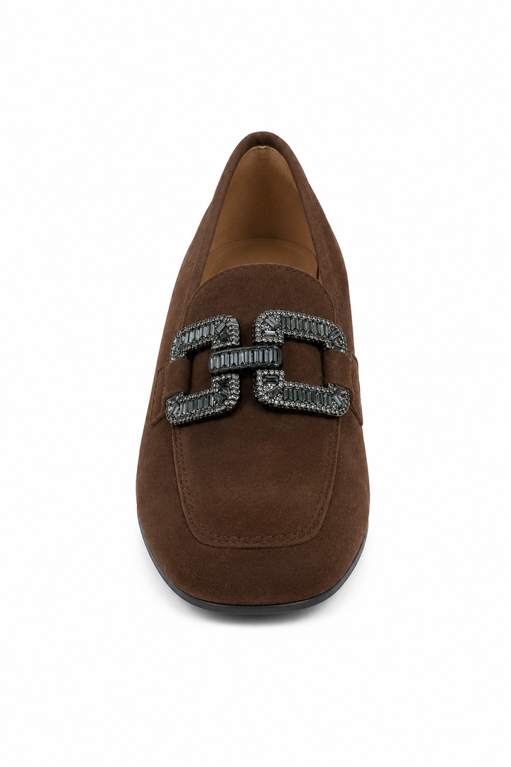 Mocassins en suède à maillons ornés