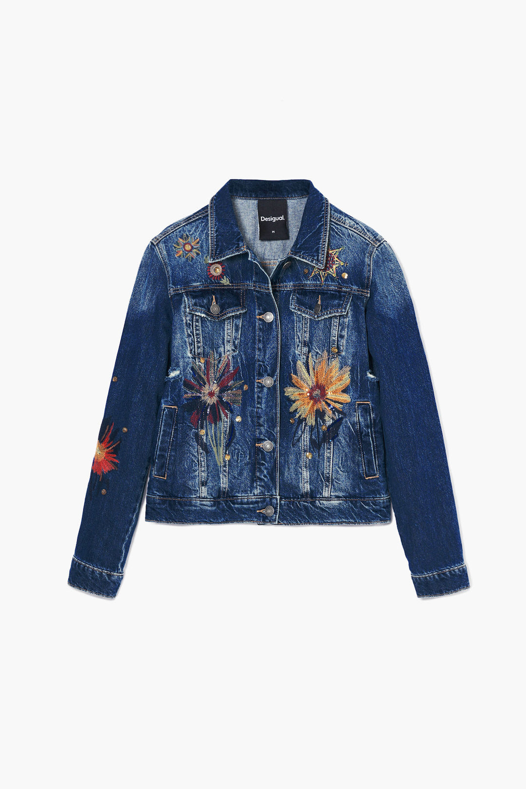 Floral denim trucker jacket