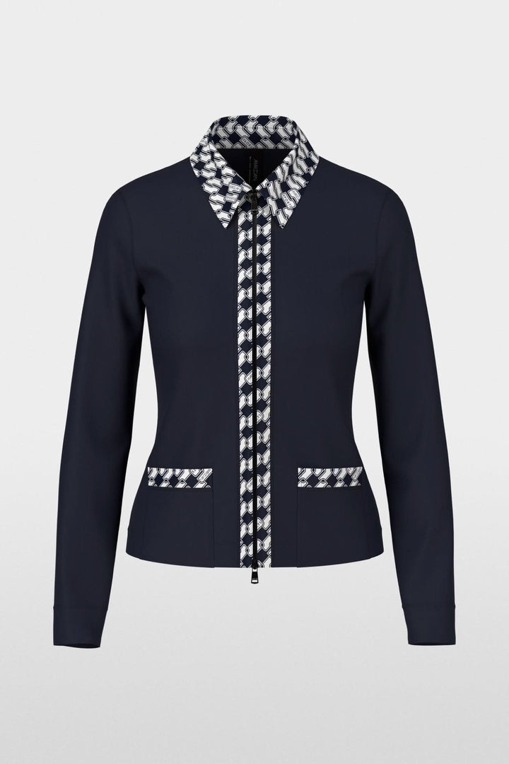 Veste cintrée en jersey stretch avec motif graphique en cubes, col et poches plaquées.