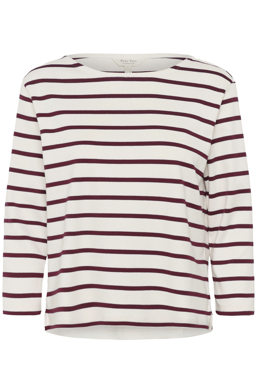 Chandail Nela rayé à manches longues, col bateau, coupe droite pour un look casual chic.