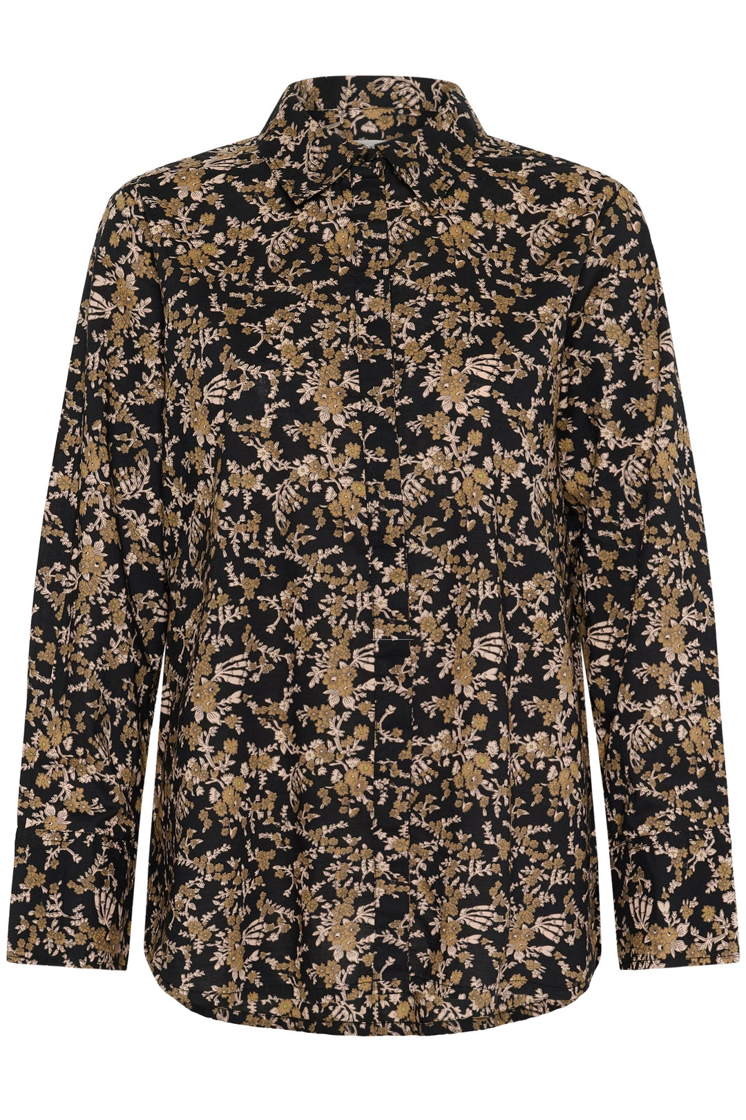 Blouse Sveja à imprimé floral élégant, col chemise, coupe fluide, idéale pour bureau ou sorties.