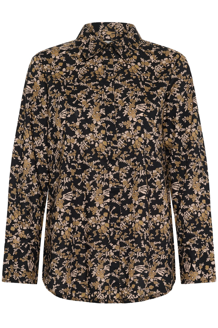 Blouse Sveja à imprimé floral élégant, col chemise, coupe fluide, idéale pour bureau ou sorties.