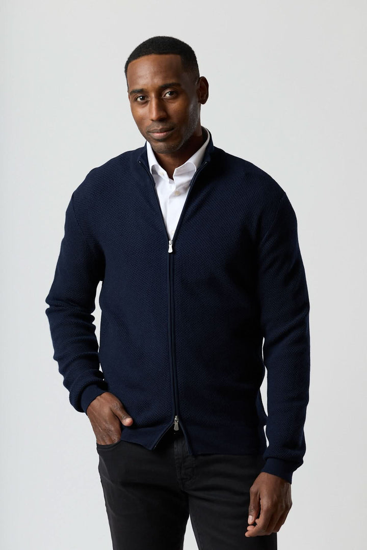 Cardigan zippé en maille texturée