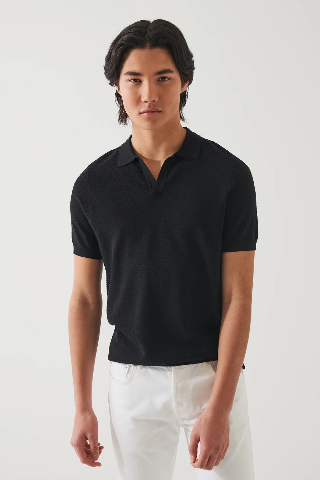 Open cupro cotton polo shirt