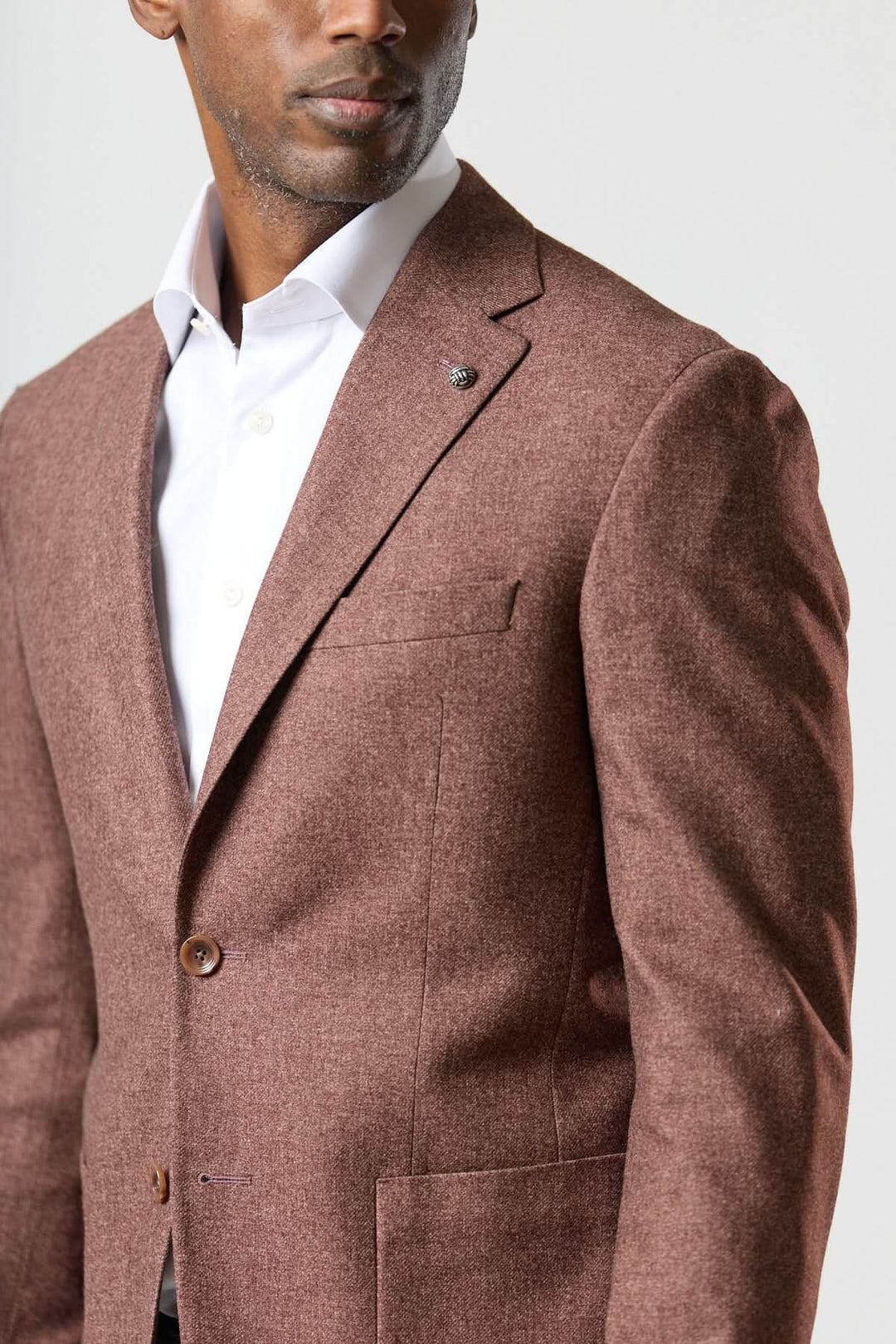 Unstructured two-button flannel jacket