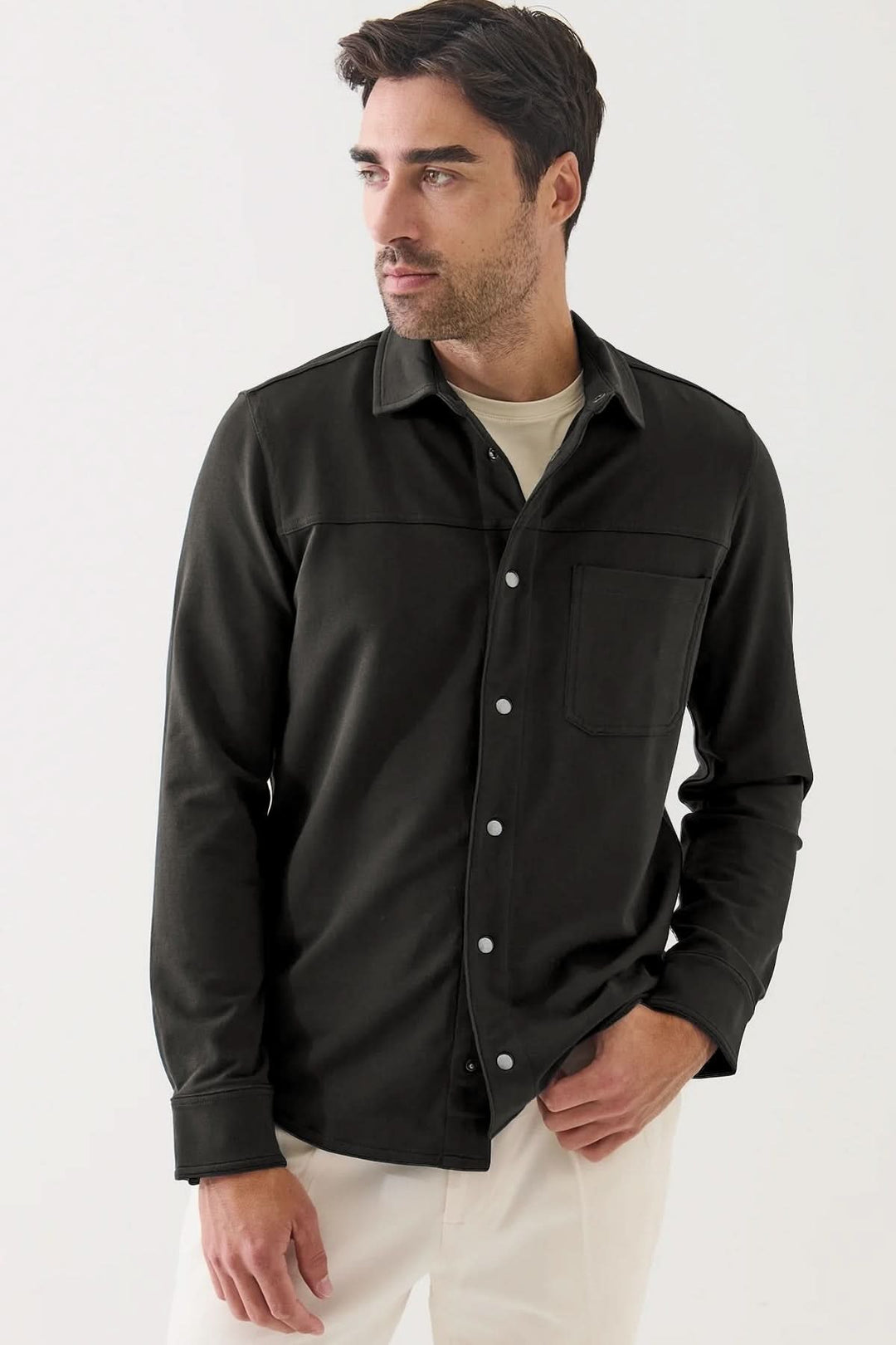 Surchemise en molleton Pima du Pérou à boutons-pression