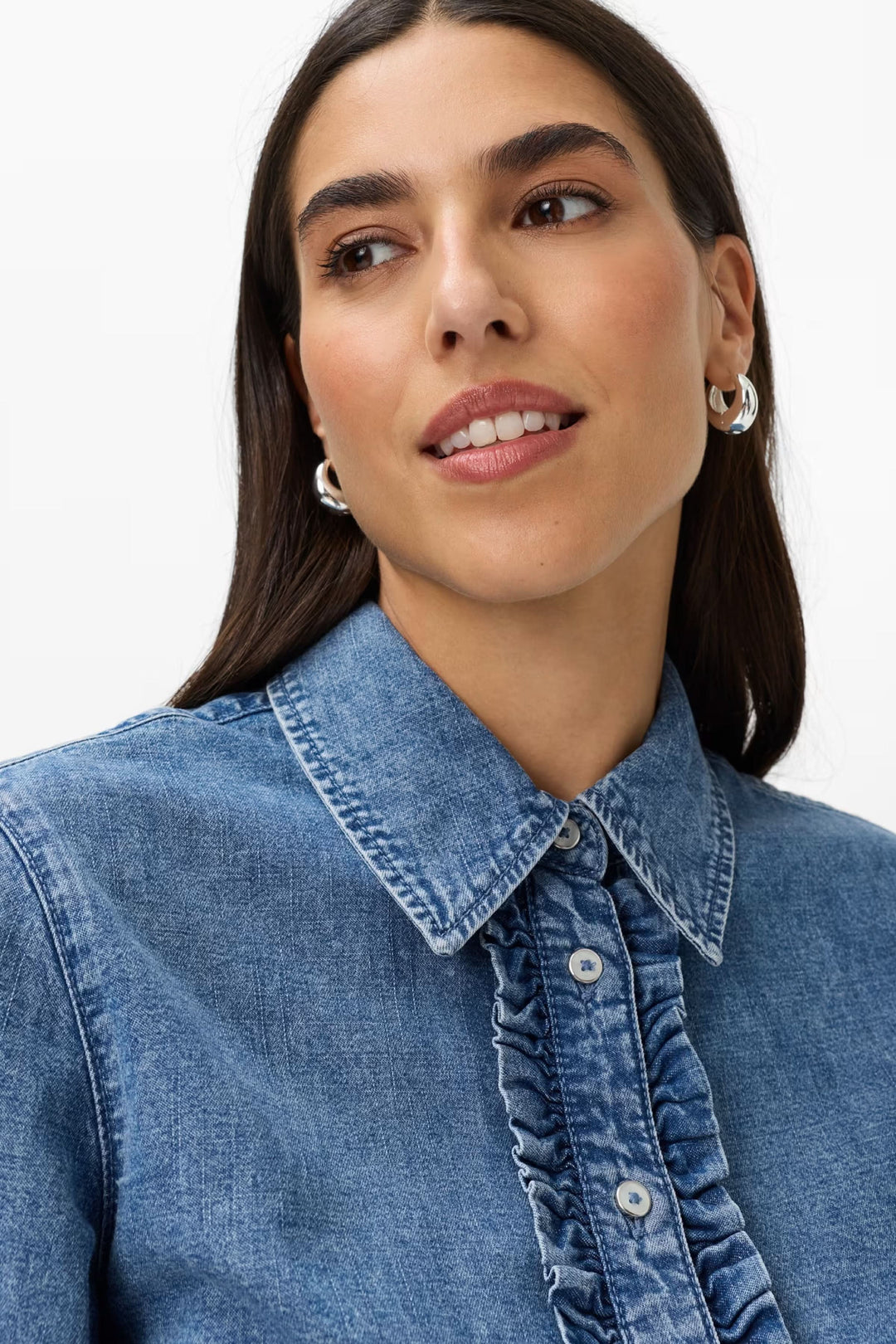 Chemise Victoria en denim à col lavallière