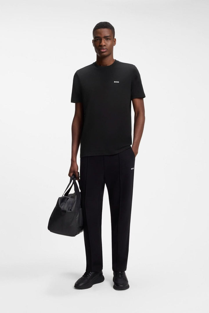 Stretch cotton T-shirt with logo