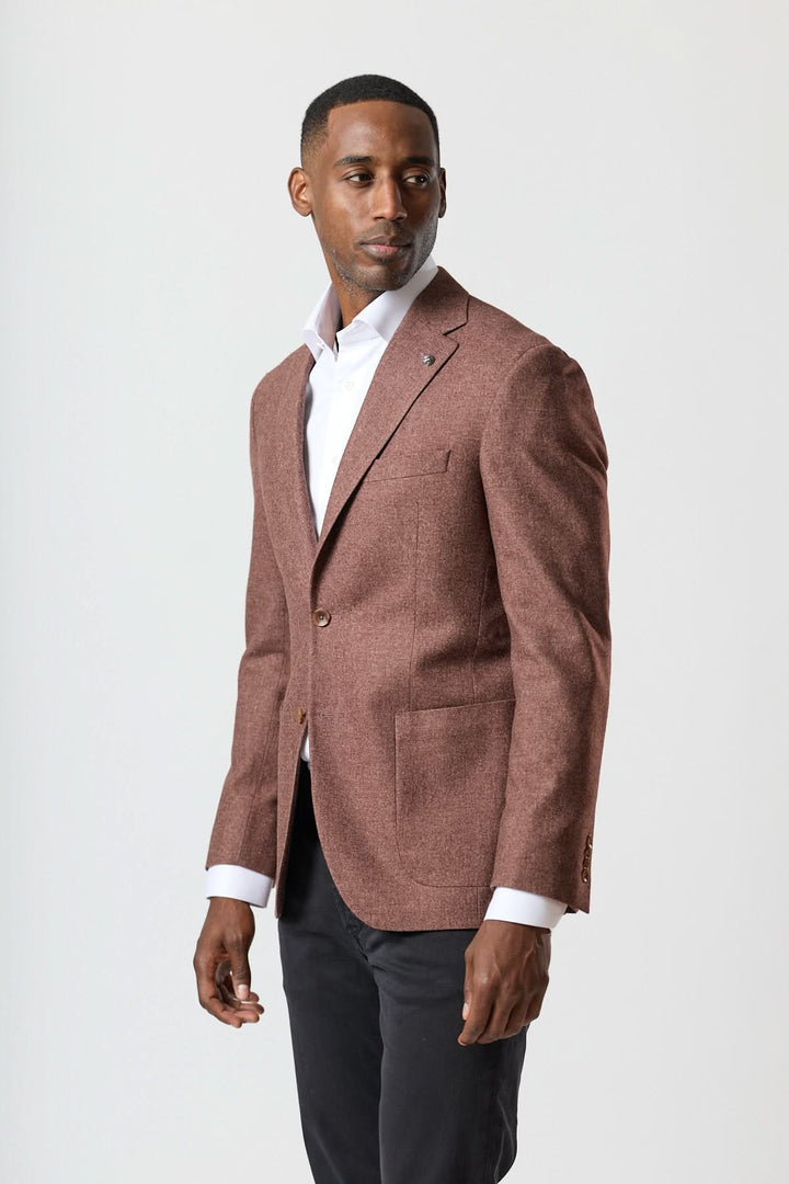 Unstructured two-button flannel jacket