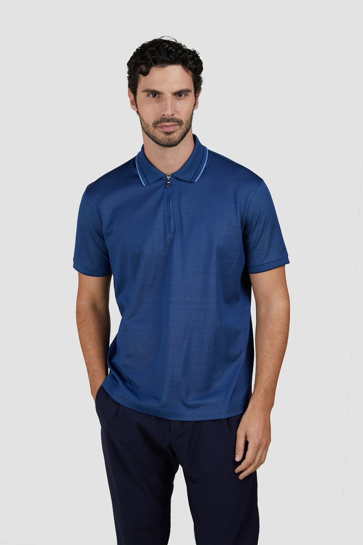 Cotton zipped polo shirt