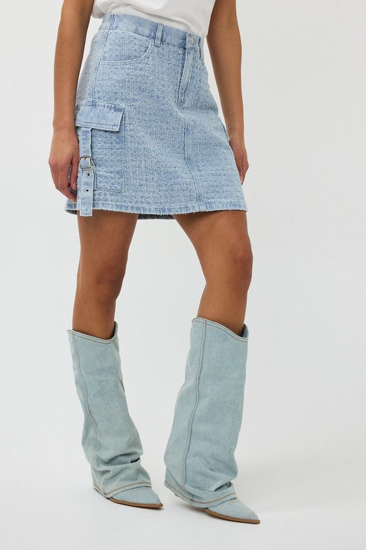 Textured denim skirt