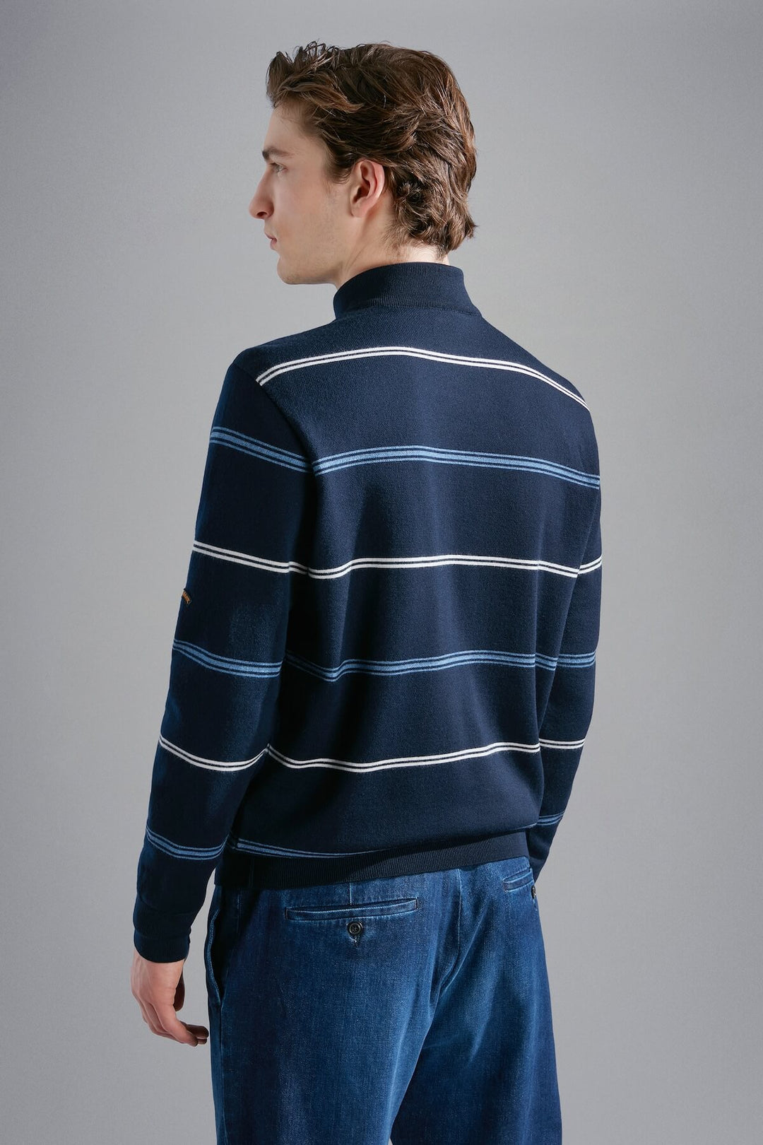 Striped half-zip sweater