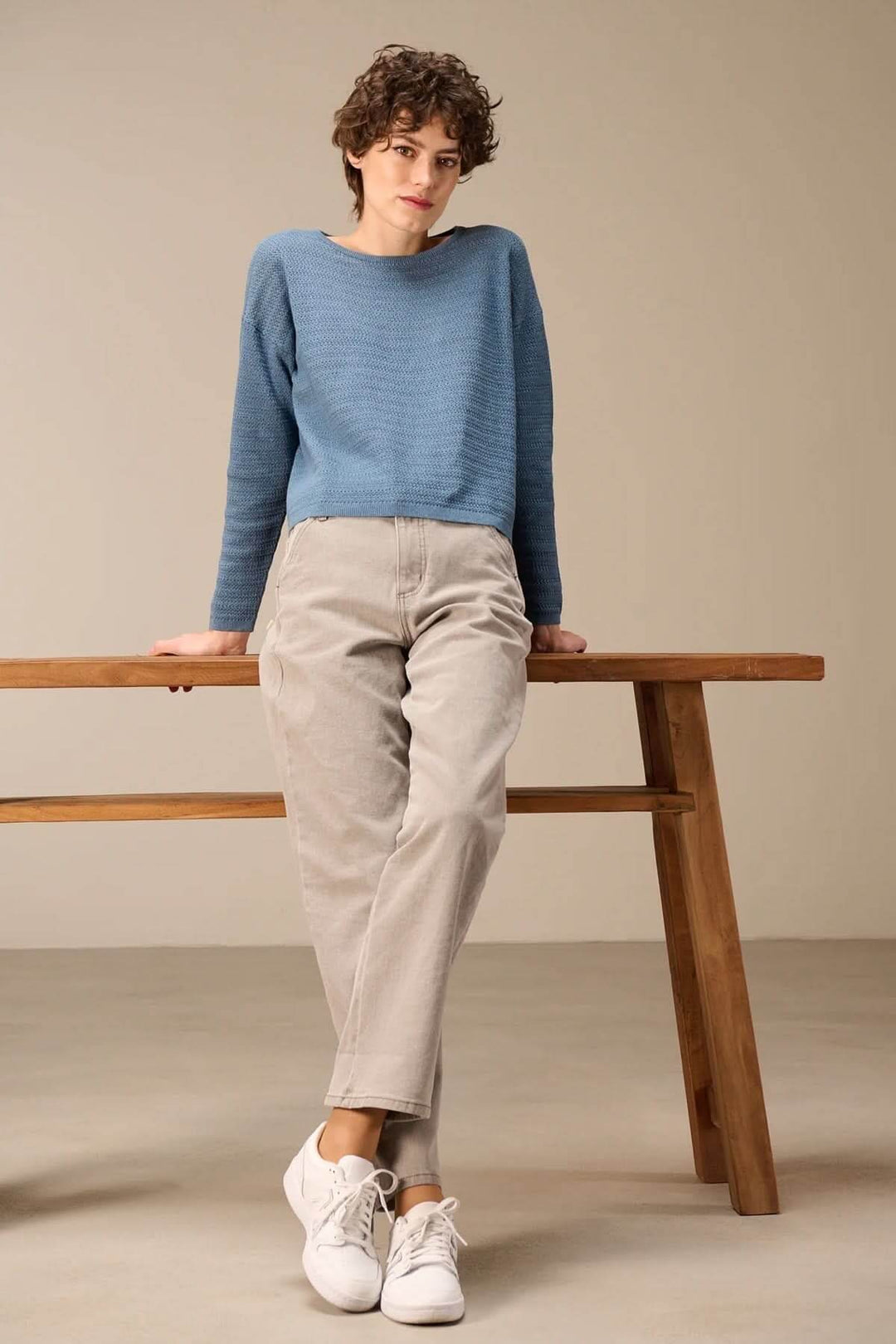 Chandail en tricot texturé à manches longues