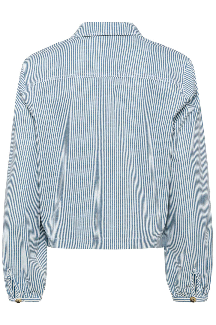 Lightweight striped button-down jacket