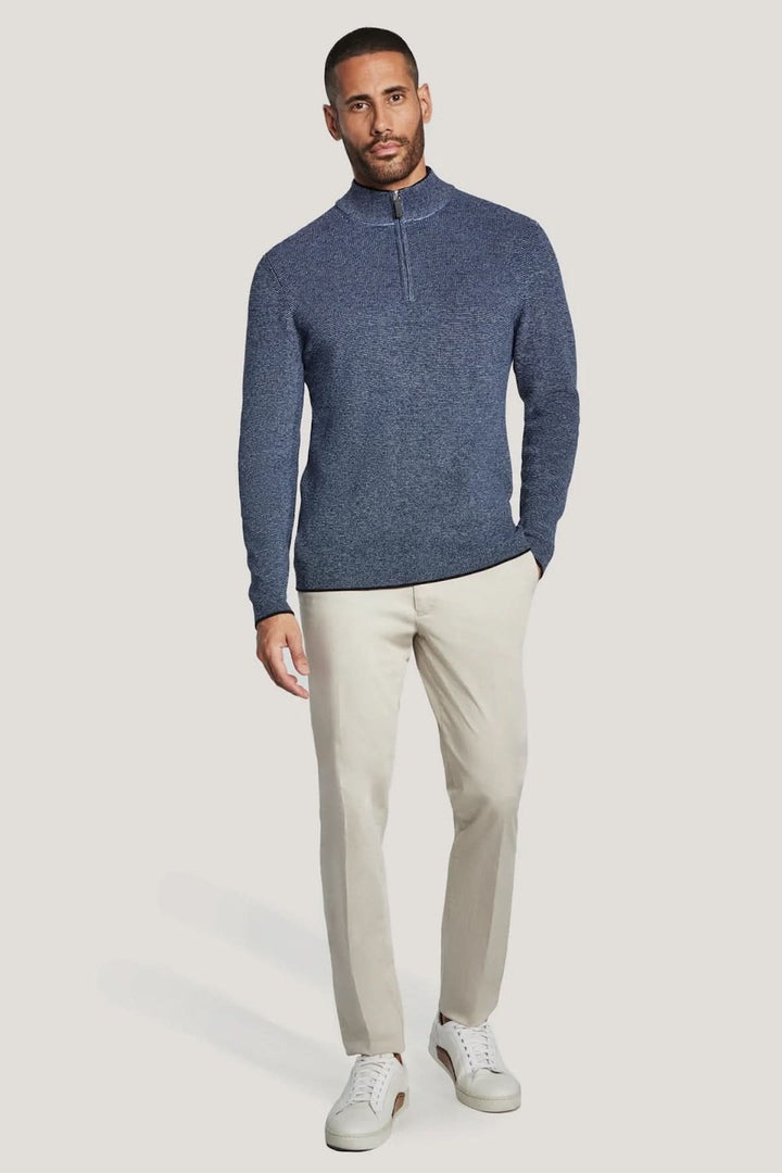 Pull quart de zip en coton texturé