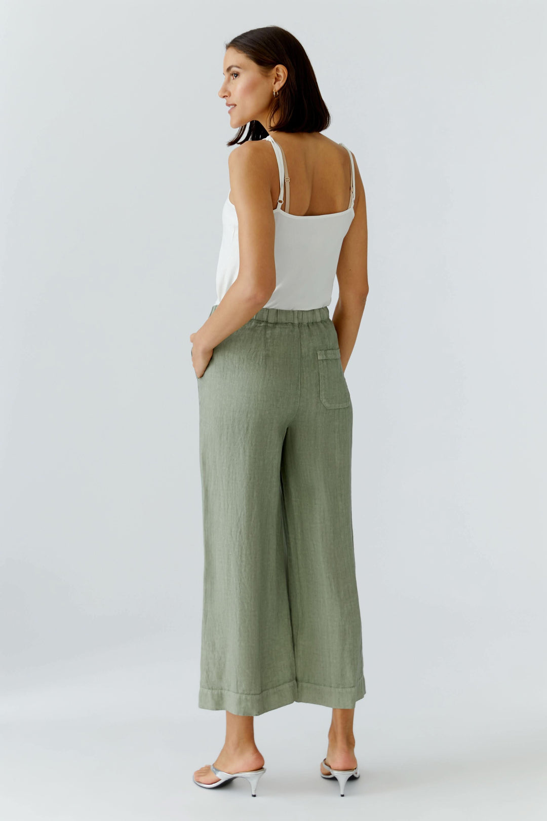 Pantalon fluide en lin à jambe large