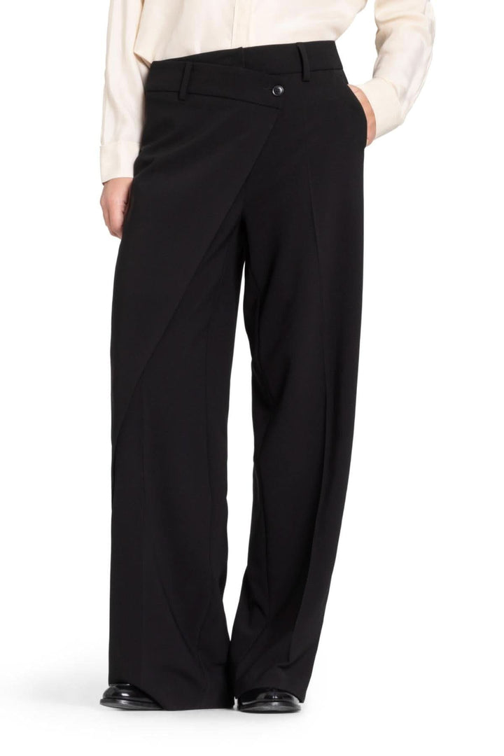 Pantalon Anais wrap front, à jambe large, tissu léger, stylé pour le bureau ou le quotidien.