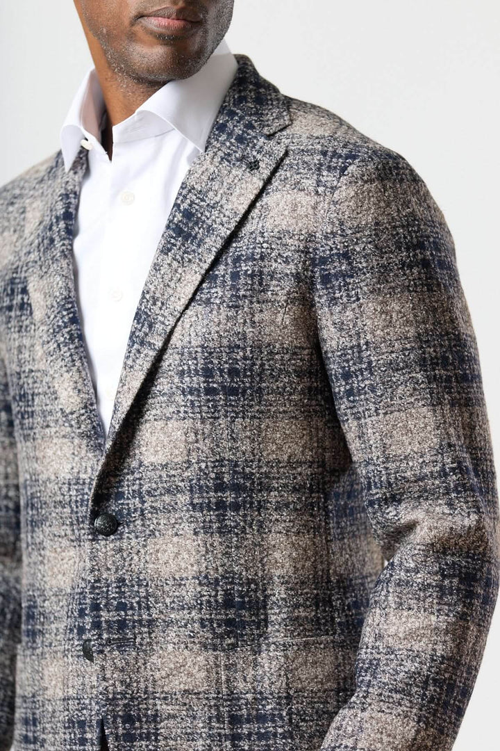 Two-button brushed check jacket