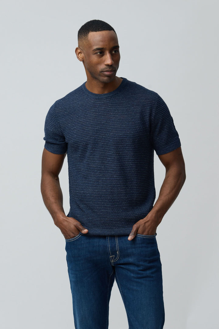 T-shirt texturé en lin et soie