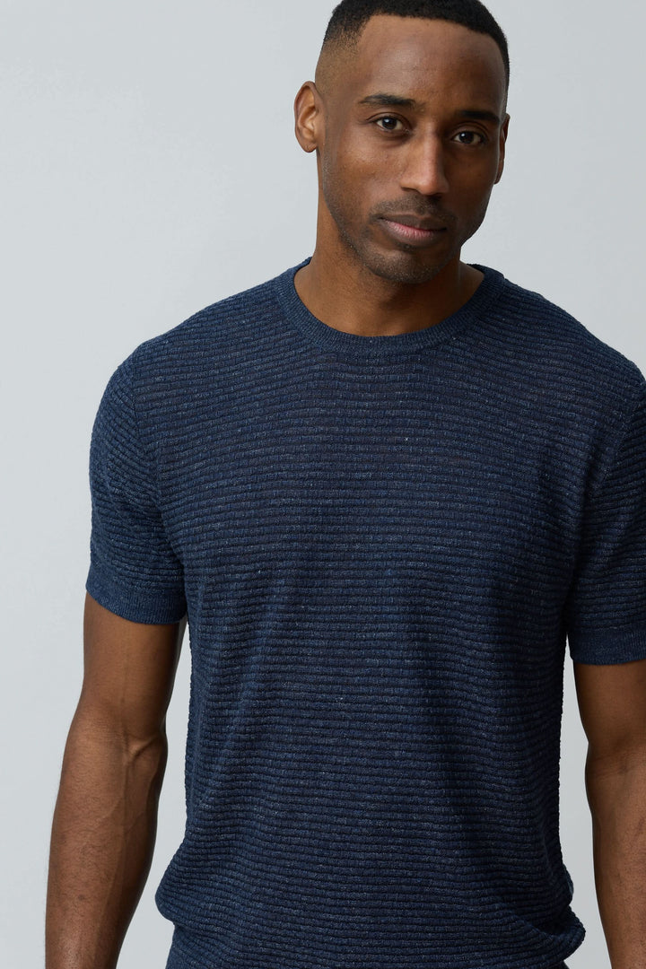 T-shirt texturé en lin et soie