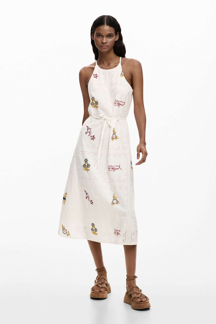 Midi dress with delicate embroidery