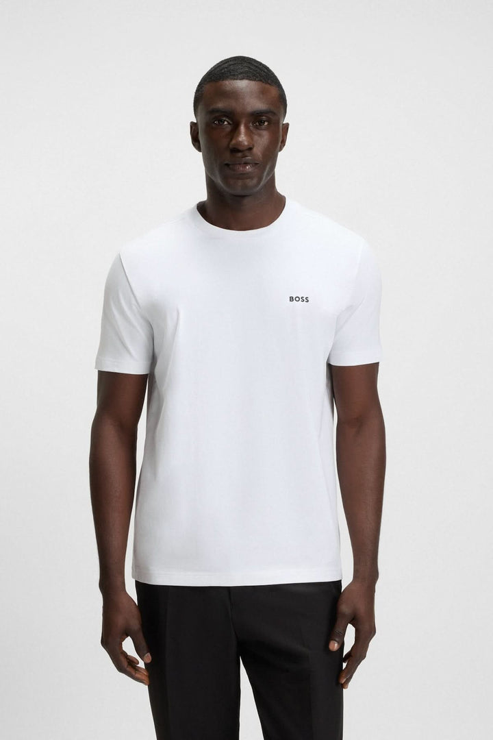 Stretch cotton T-shirt with logo